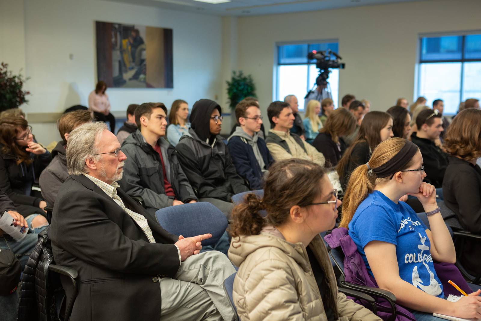 audience sitting and listening at the Winter 2019 Meijer Lecture